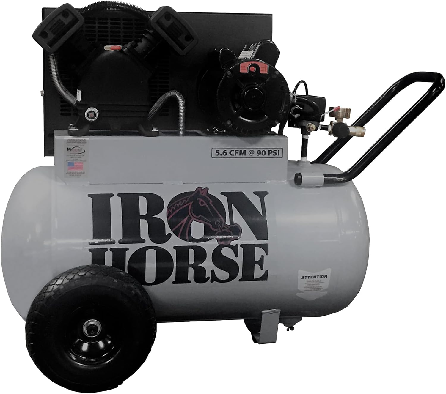 Iron Horse IHP5120H1-US Electric Air Compressor, 20-Gallon, Horizontal Portable Single Stage, 5.6 CFM, 5 HP Max,125 PSI Max