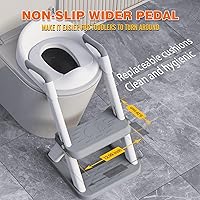 Vista 7 de SKYROKU 8868 - Asiento de inodoro mejorado para niños y niñas, 2 en 1, protector contra salpicaduras, taburete antideslizante para escalones, base