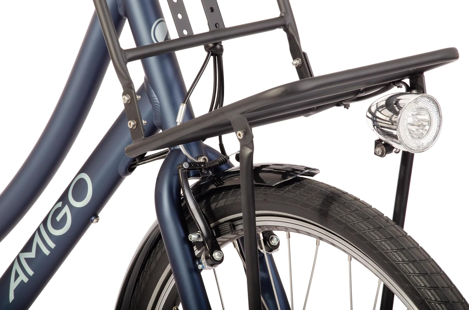 Front rack with integrated LED headlight