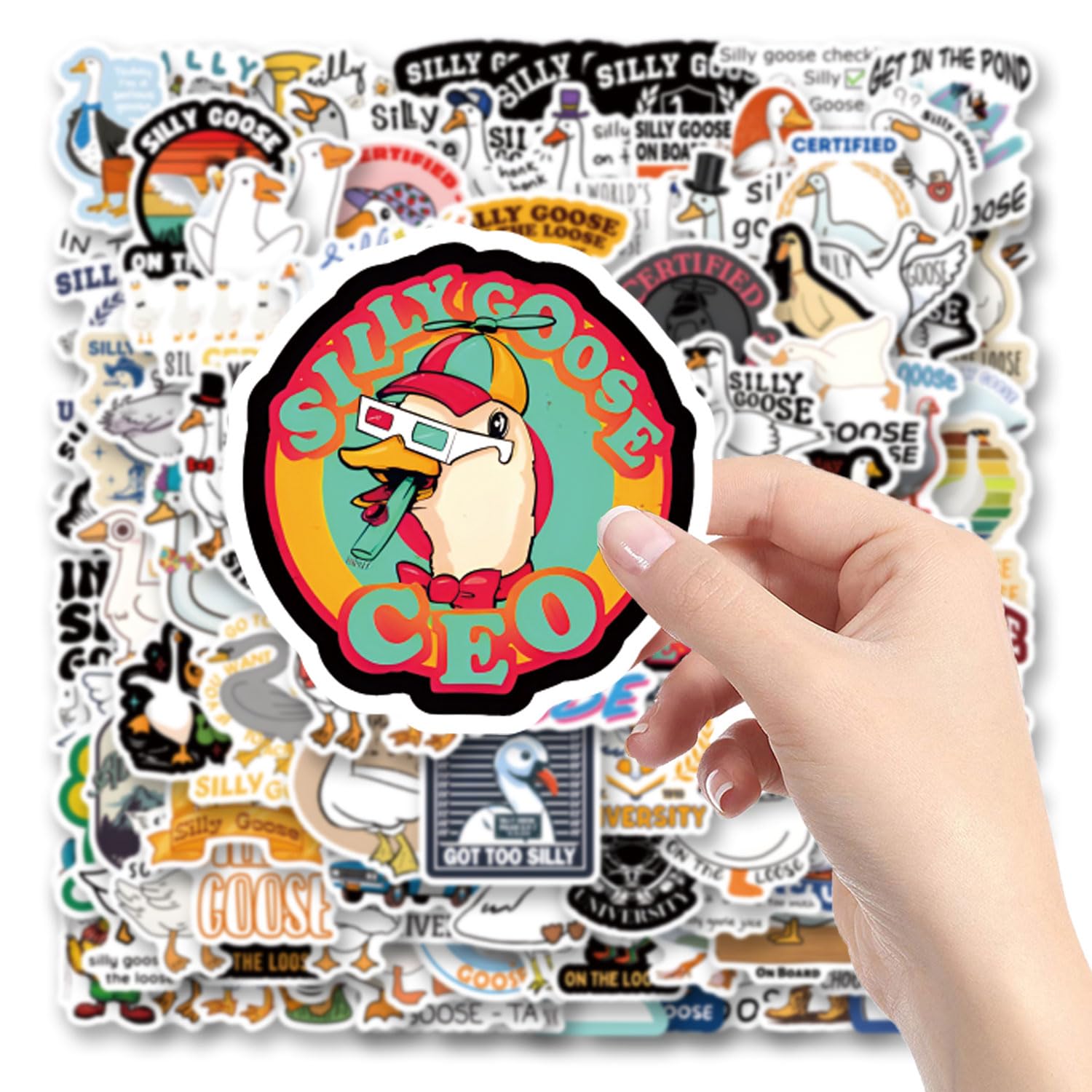 Confezione da 120 adesivi a forma di oca sciocca, in vinile, impermeabili, per bottiglie d'acqua, laptop, telefono, skateboard, scrapbooking, regali per bambini, adolescenti, adulti, fan per feste