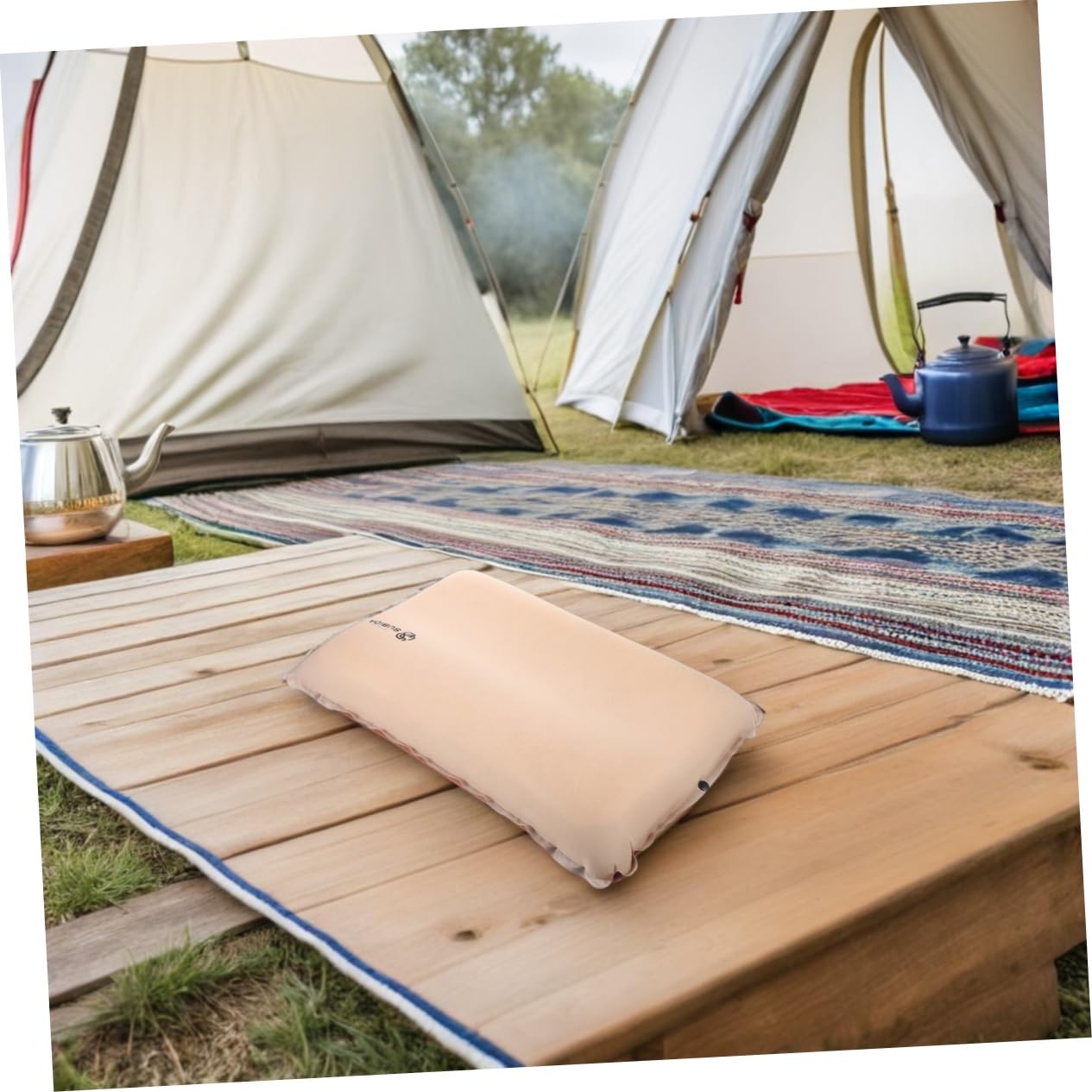 TOYANDONA 1 Juego Almohada Inflable de Camping Ergonométrica Cojín de Viaje Compacto y Autoinflable para Senderismo y Aerolíneas y Confortable