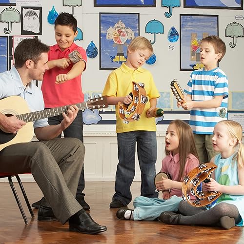 Miniatura 3 de Pandereta musical de doble fila, pandereta musical de media luna, pandereta de doble fila, jingles de metal con agarre ergonómico, instrumento de