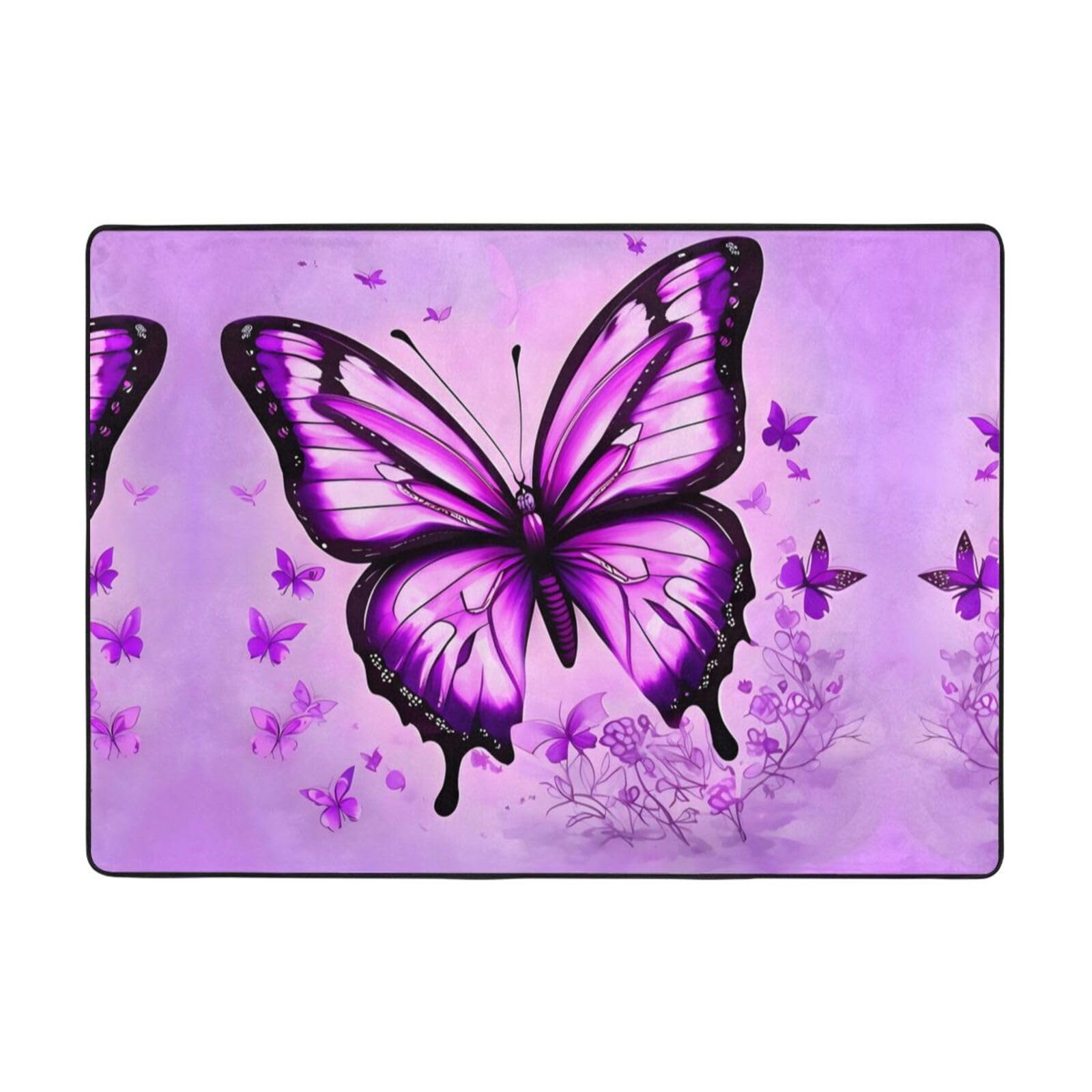 Tapis flanelle papillon violet : éliminez la sensation de sol froid dans votre salon et chambre