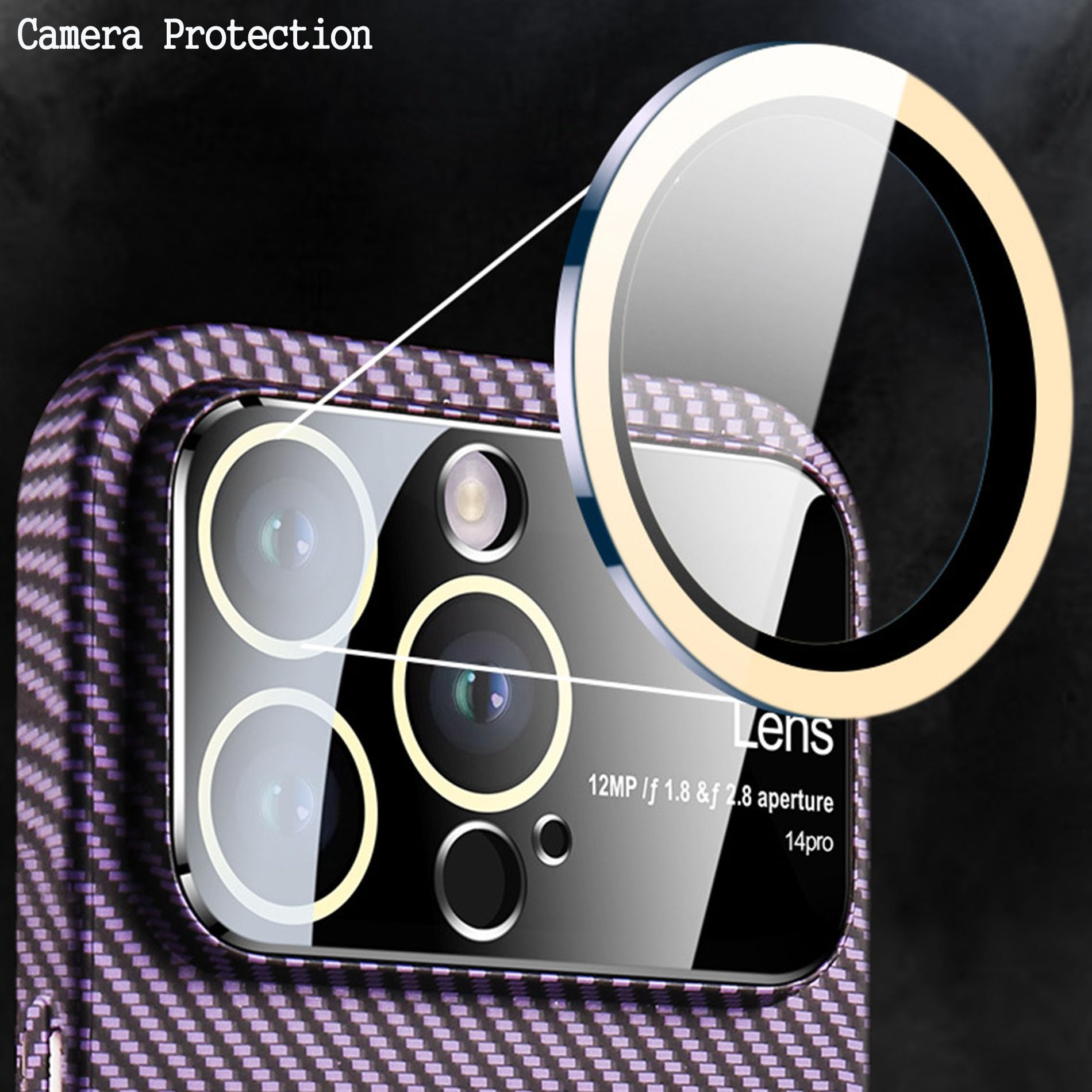 Delgada Funda para iPhone 15 Pro MAX /15 Pro/15 Plus/15,Moda Patrón Fibra De Carbono Estuche Carga Inalámbrica Protección De Cámara Carcasa,Púrpura,15 Pro MAX 6.7''