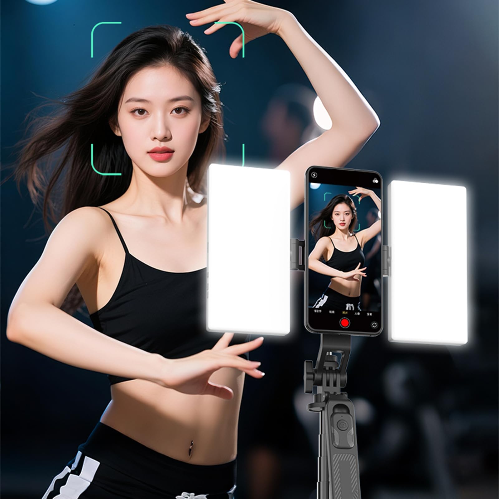 Tangxi Treppiede Magnetico per Selfie Stick da 1,7 M con Doppia Luce di Riempimento per Telefono