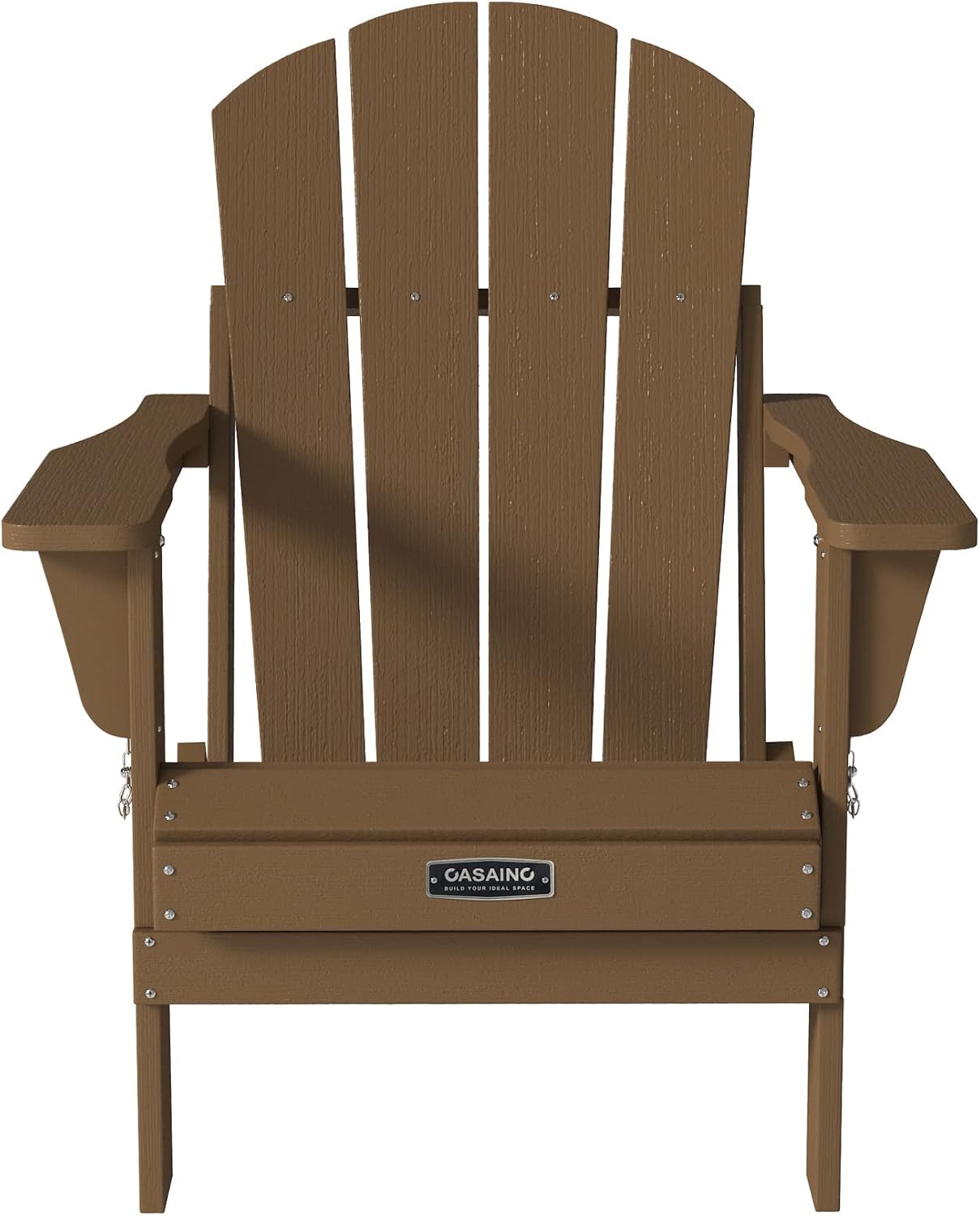 CASAINC Folding Patio Adirondack Chair Lawn Garden Chair Backyard Porch Weather Resistant Outdoor Deck Chair, Widened Armrests 4.7 inches, Load Capacity of 380 LBS Brown