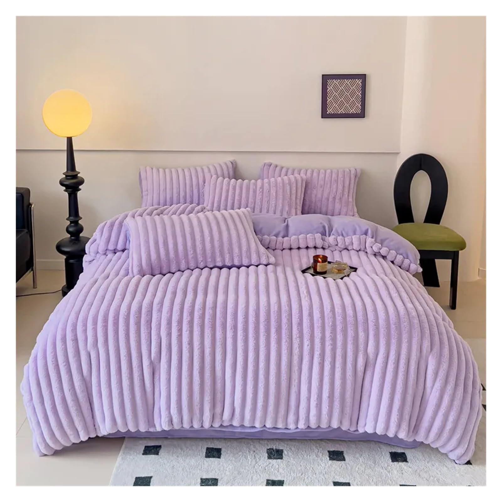 Drap avec taie d'oreiller et ensemble de literie doux contre le froid nocturne