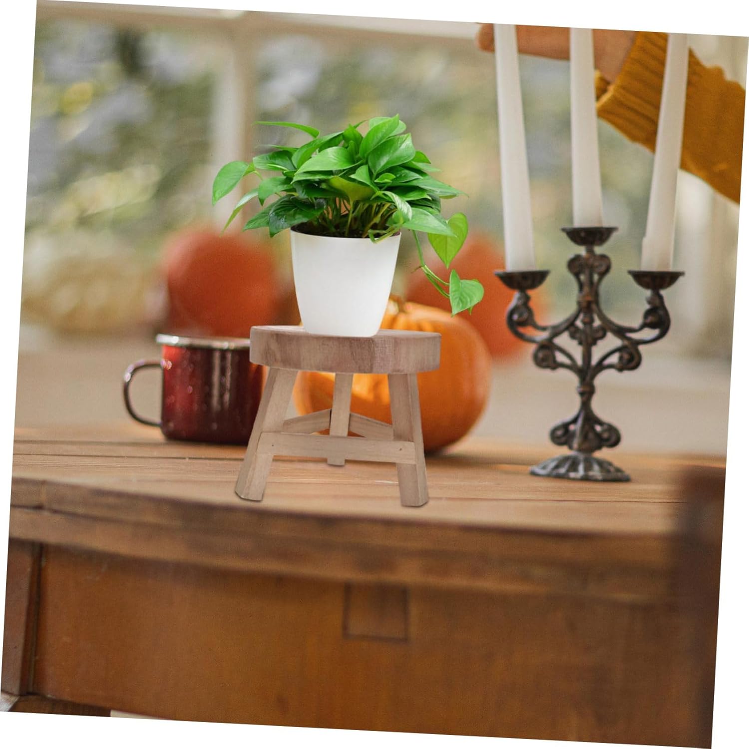 Yardwe Wooden Flowerpot Rack Sturdy Plant Pot Stand Versatile Pot Frame Material Smooth Polished Surface