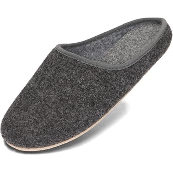 BeComfy Women's Men's Felt Slippers with Non-Slip Rubber Sole