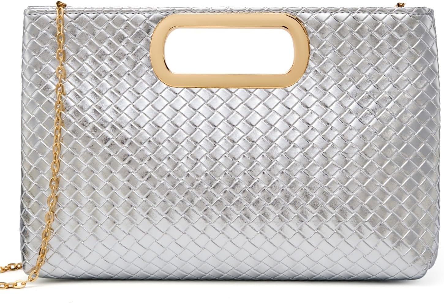 Woven Evening Bag Clutch Purses for Women Fashion PU Leather Crossbody Purse for Wedding Party and Prom