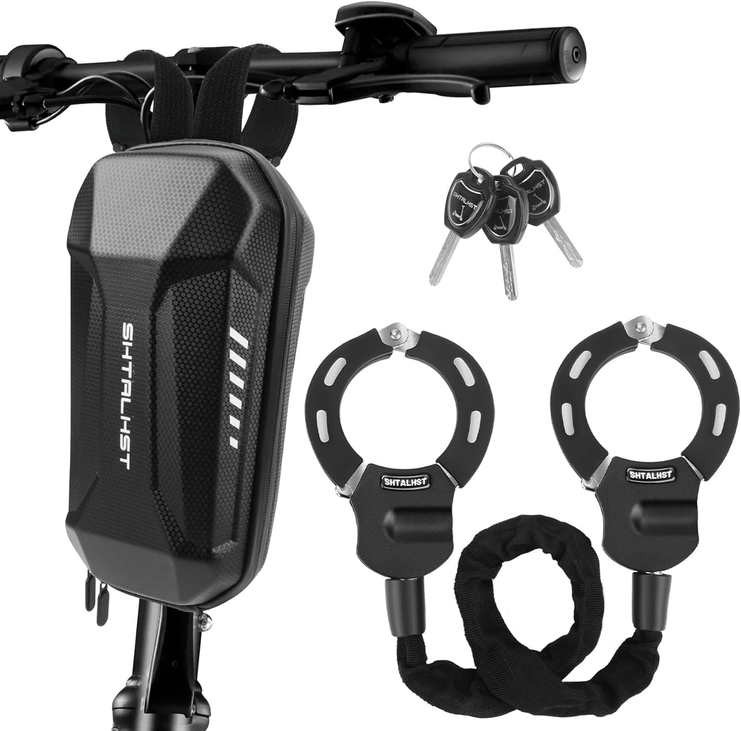 E Scooter Schloss, Handschellenschloss, Schloss für E Scooter mit Rollertasche, Fahrrad Zubehör, Schnittfestes Rollenschloss, Handschellen 