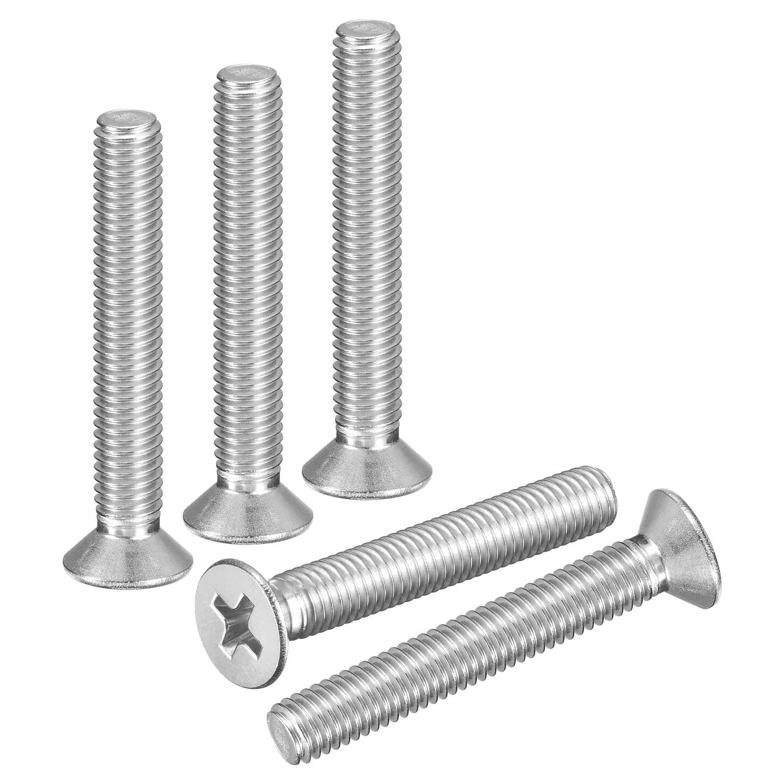 DTGN M5-0.8x35 Flat Head Countersunk Machine Screws - 15pcs - Good for Furniture and Machinery - 304 Stainless Steel Phillips Machine Screws Bolts - Silver
