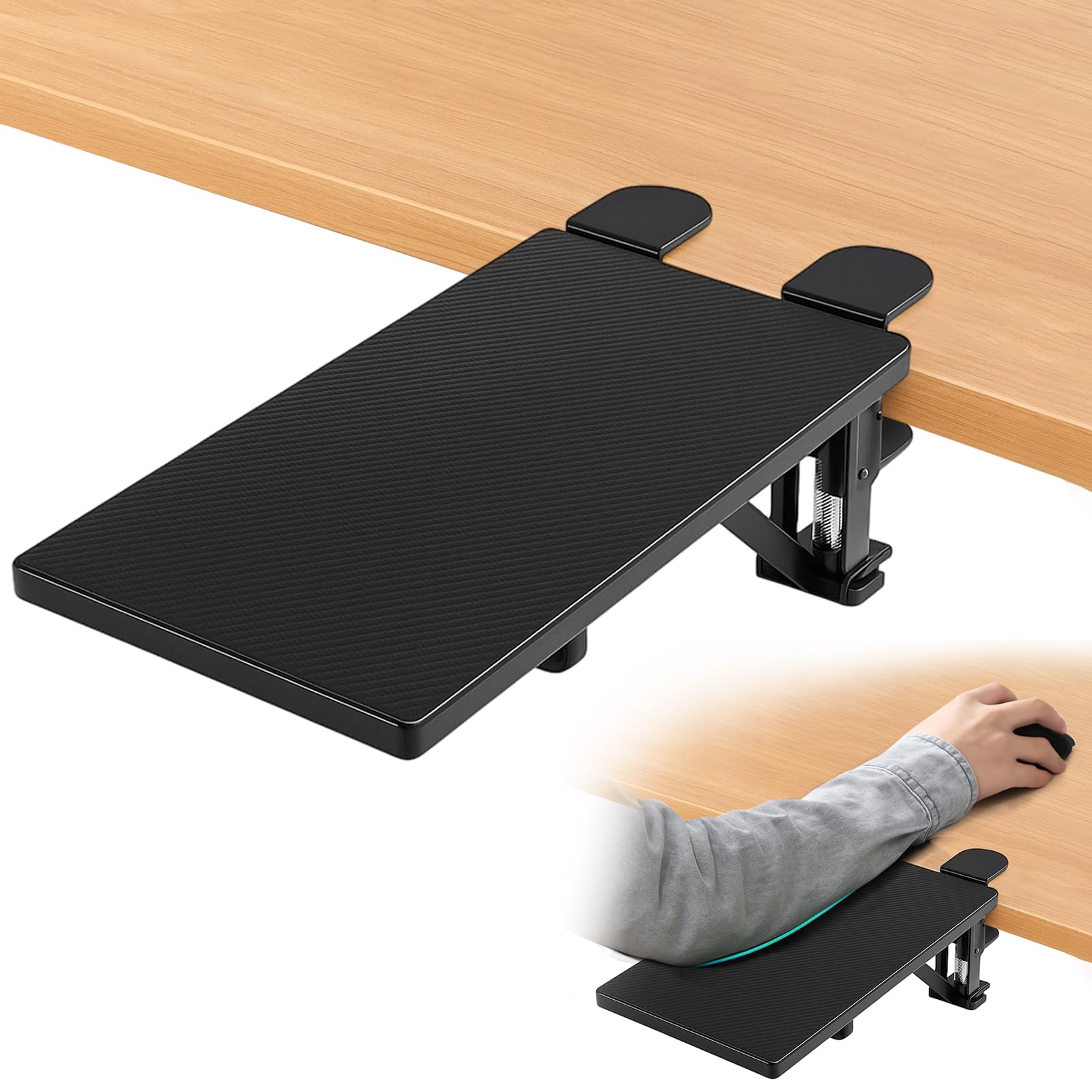 GreenWhim Ergonomic Desk Arm Rest with Extender with Clamp Foldable Elbow and Wrist Support Tray Computer Armrest for Home and Office Use