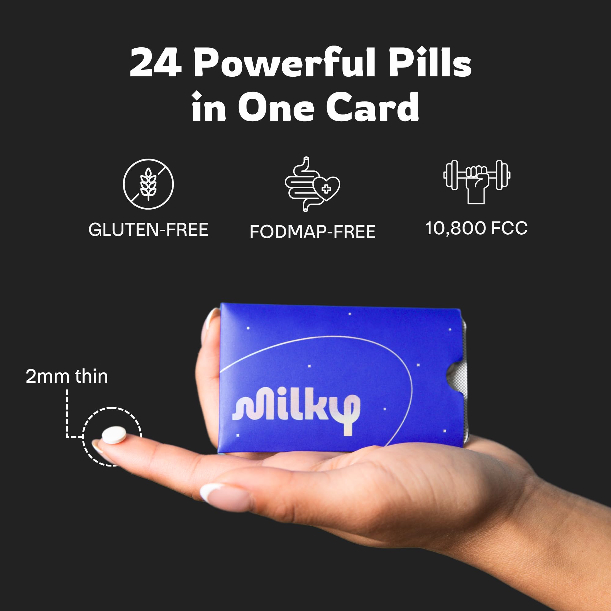 Milky Lactose Intolerance Pills - 10,800 FCC - Dairy Relief for Lactose Intolerance - Lactase Enzyme Tablets - Portable Credit Card Sleeves - Bloating & Gas Relief (48 Count Astral Violet) — Amazon image 6