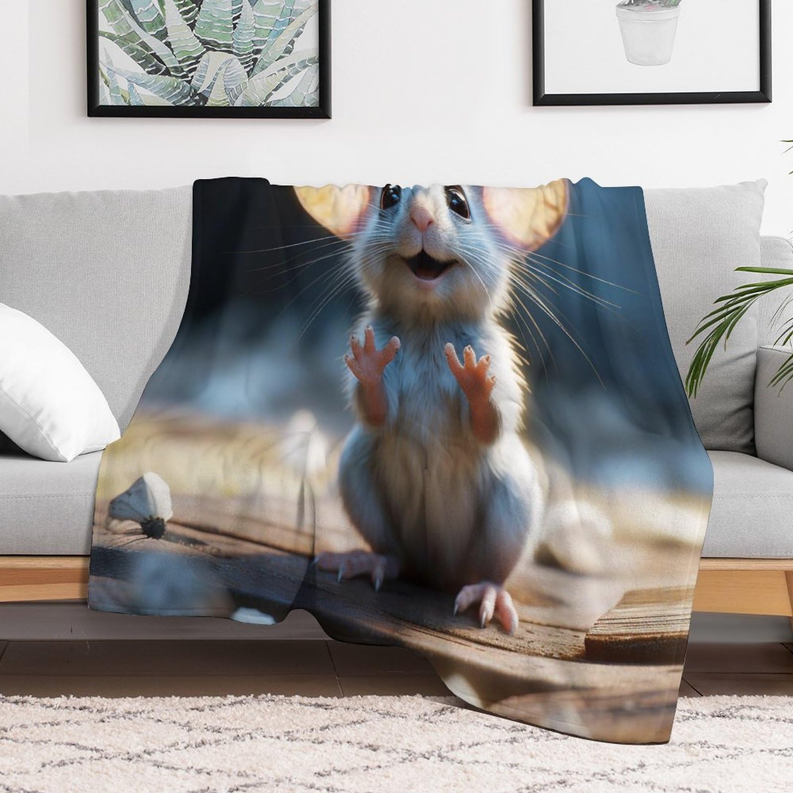 Plaid Couverture De Souris en Flannel Polaire 1 Pièce Moelleux Douce Chaude Facile À Manipuler pour Lit Canapé Chambre Balcon Voyages Bébé Feuteille（180×200cm）