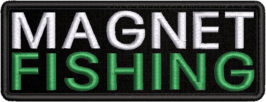 Magnet Fishing Embroidered Patch Iron-On/Sew-On Hobby Treasure Cool Badge Emblem Name Tag Decorative Gift Applique for Vest Jacket Jeans Bags Gear Backpacks Clothing