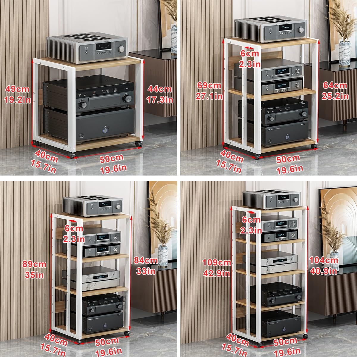 Nowoczesna szafka stereo i stojak na odtwarzacz płyt AV centrum rozrywki stojak CD stylowe białe meble narożne dla miłośników muzyki (69 cm)