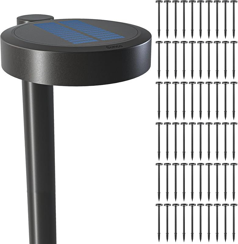 Sunco 60 Pack 2W LED Solar Pathway Walkway Backyard Garden Patio Residential Ambient Decorative Outdoor Light-MD4, 120 Lumens, Selectable CCT 2700K Soft White /4000K Cool White, Dimmable, 3.7V
