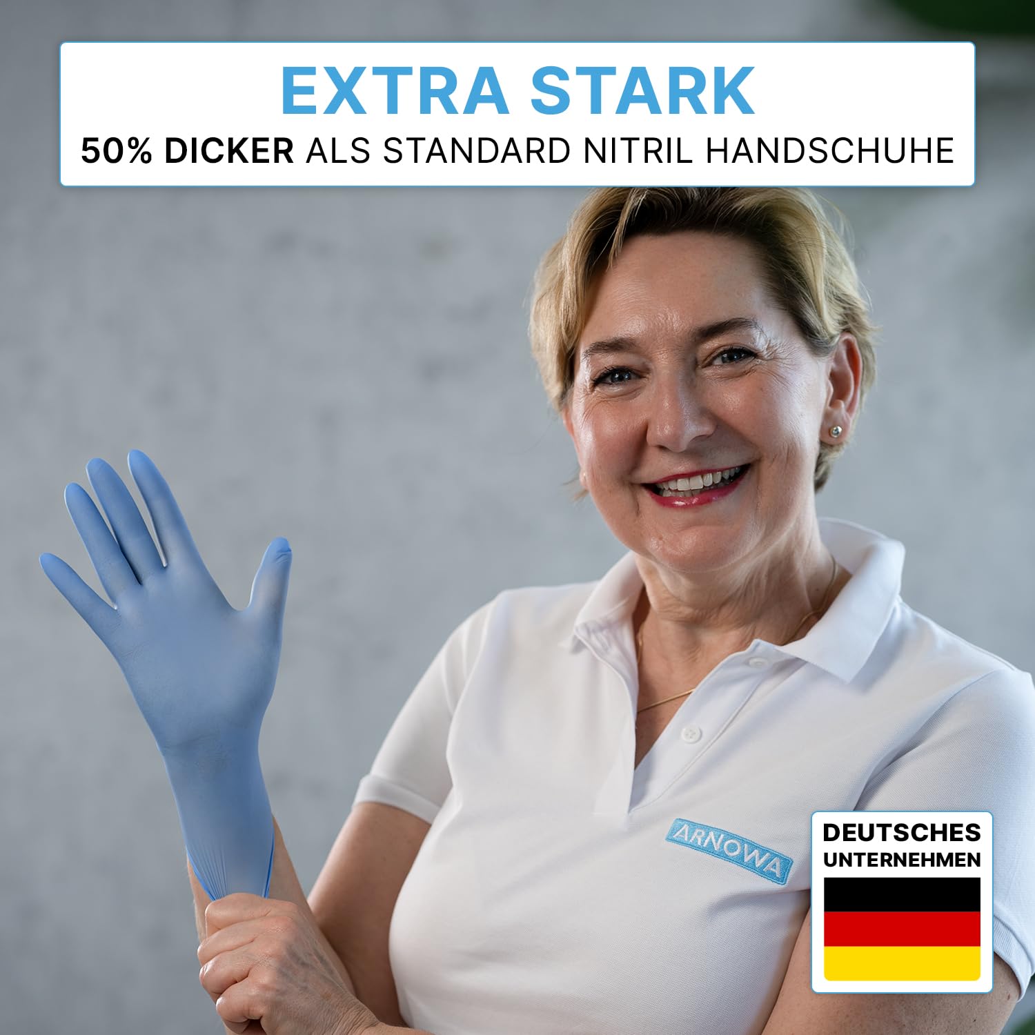 1000x ARNOMED® Einweghandschuhe Blau Extra Stark, Nitril Handschuhe XL | Einmalhandschuhe 50% dicker, Handschuhe Einweg puderfrei, latexfreie Gummihandschuhe, Einweghandschuhe in S, M, L & XL