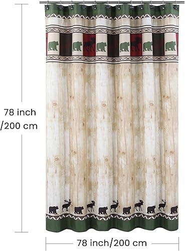 Vista 175 de Cortina de ducha de tela, estampado beige y tostado, cortinas de ducha con patrón de damasco bohemio de cachemira para baño, cortinas de baño Hudson