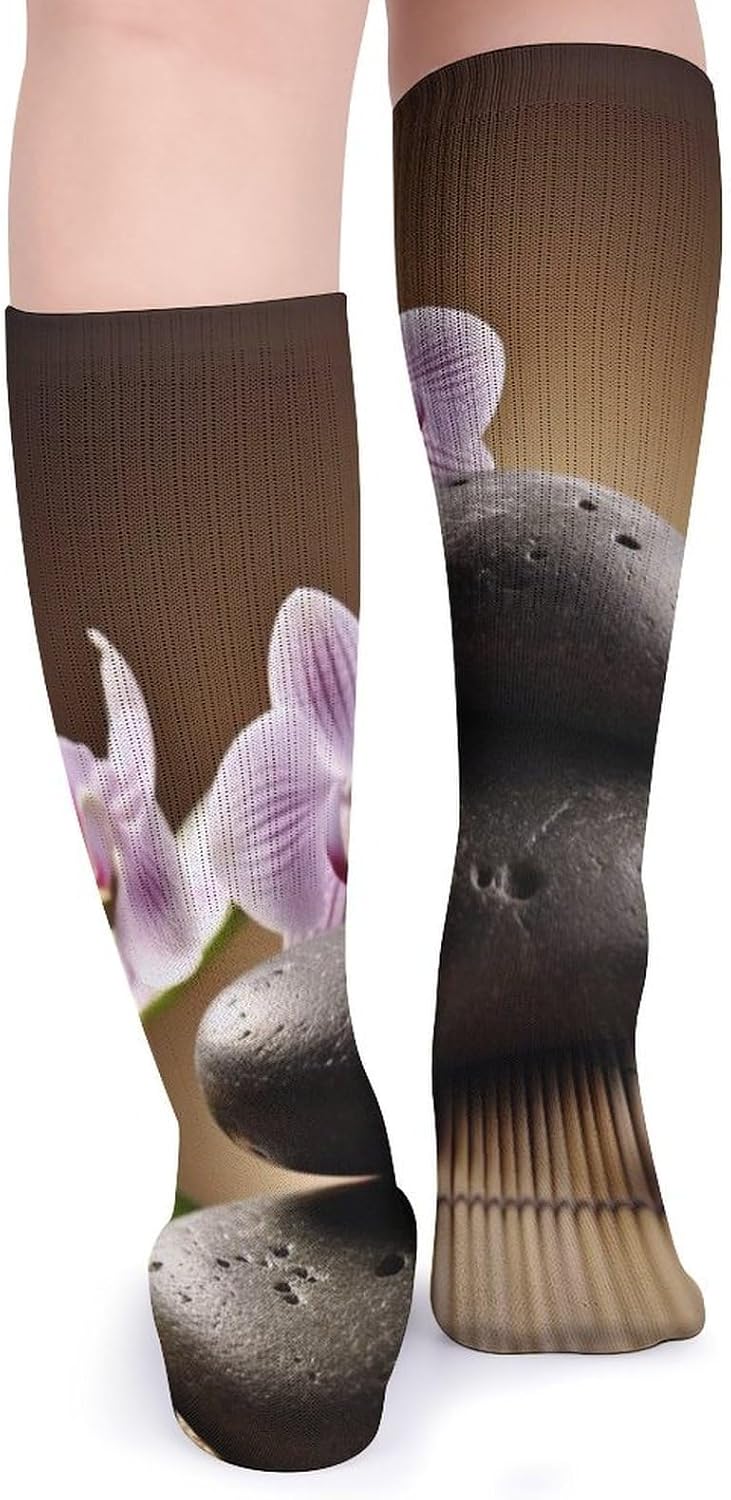 5 Pairs Knee High Socks Zen Stone Long Tube Boot Seamless Toe