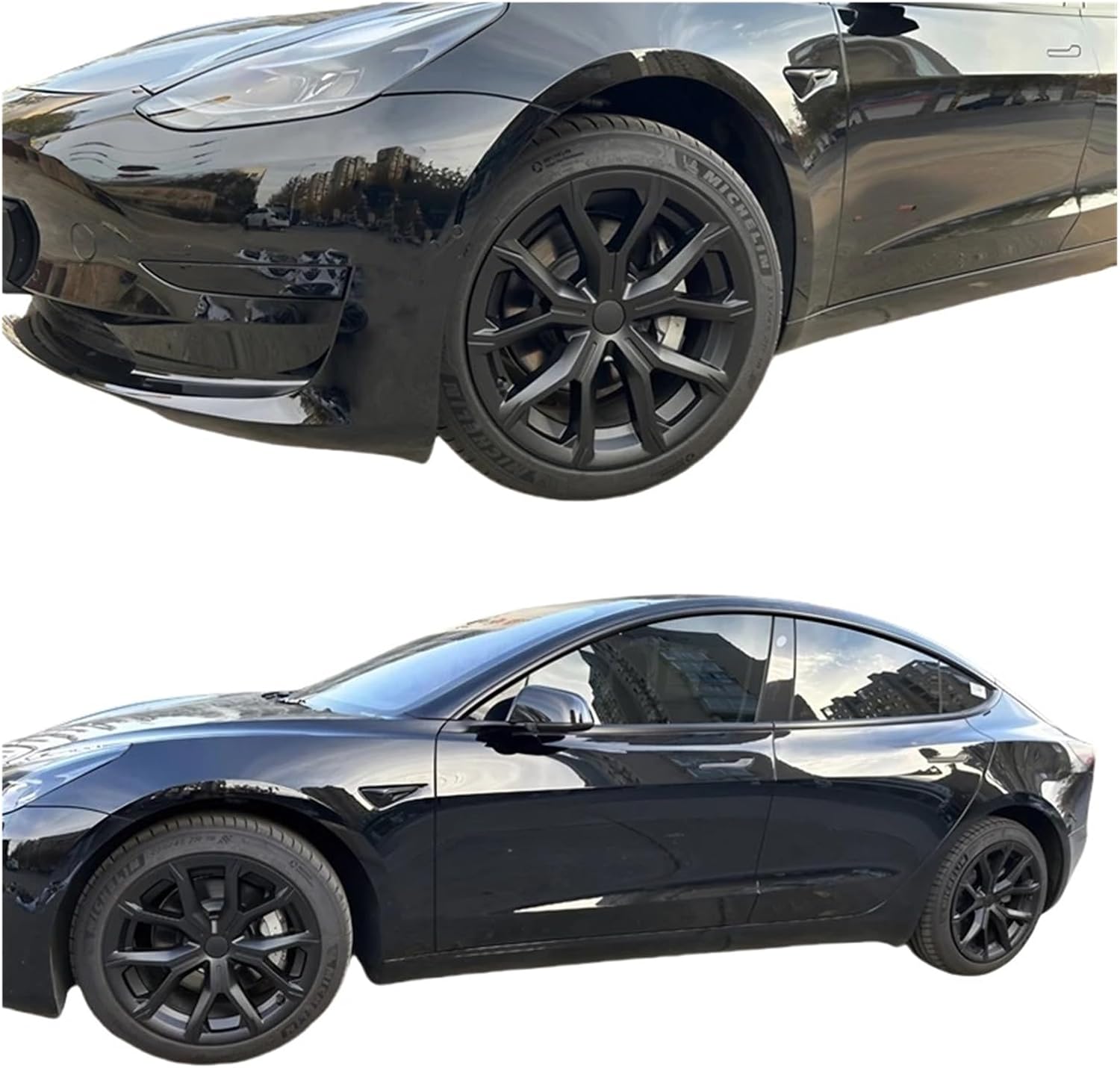 4PCS HubCap Compatible for Tesla Model 3 18 Inch Wheel Cap Automobile Hub Cap Full Rim Car Replacement Cover Accessories Wheel Parts 2023