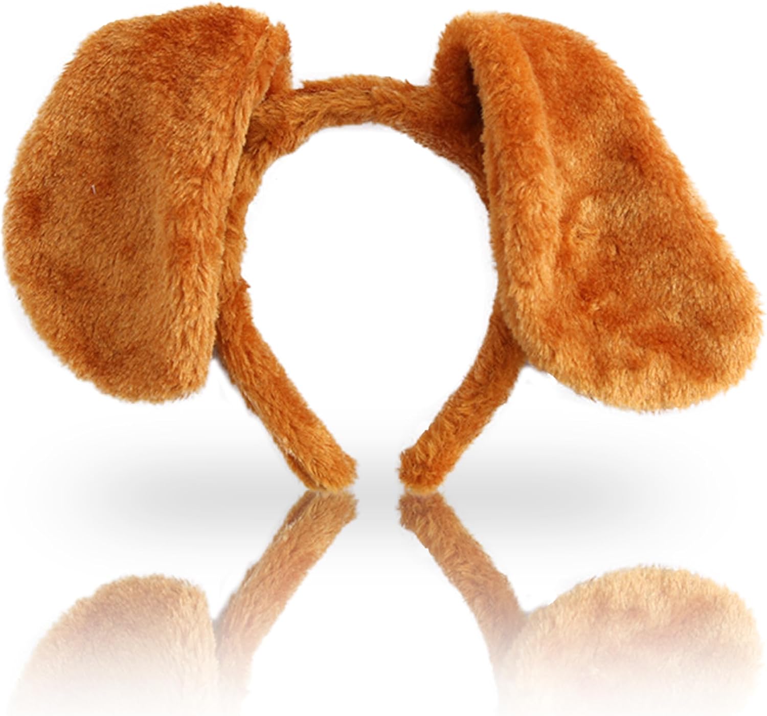 White Brown Dog Ears, Long and Short Dog Ear Headband for Adults, Plush Animal Ears Headbands, Soft Furry Animal Headbands for Women and Men (Brown, 2)