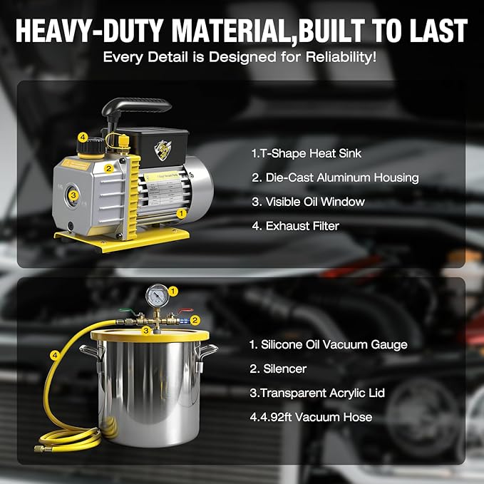 Cámara de Vacío 3 Galones con Bomba, Kit de Degasificación miniatura 8