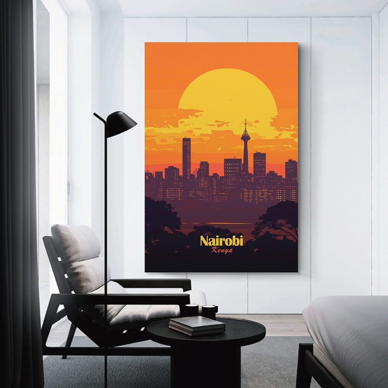 Junmoney Nairobi Skyline Sunset Room Decor Wall Art, 20x30inch(50x75cm), for Entrance Walls, Hall Decor Or Foyers, A Neat Decor Update for Hallways