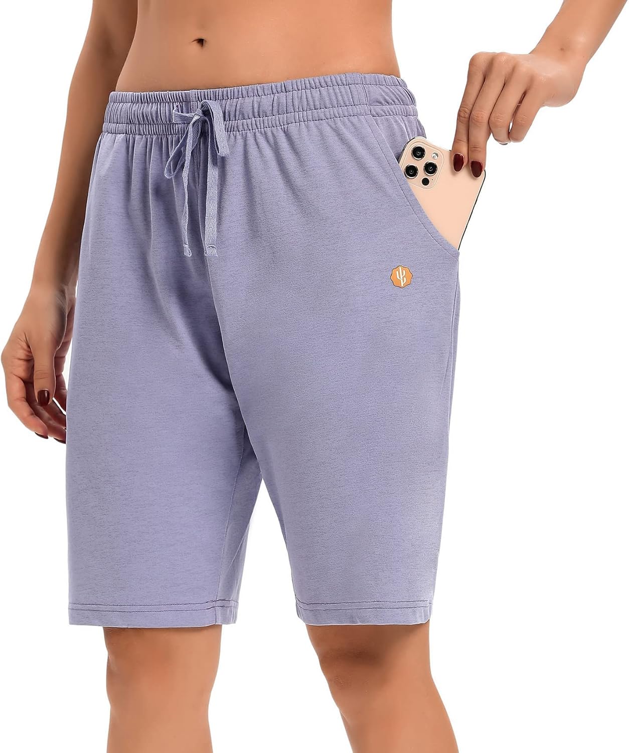 LUCKYCATCUS Women's Bermuda Shorts Jersey Shorts with Pockets Yoga Walking Athletic Long Shorts for Women Knee Length - Image 2