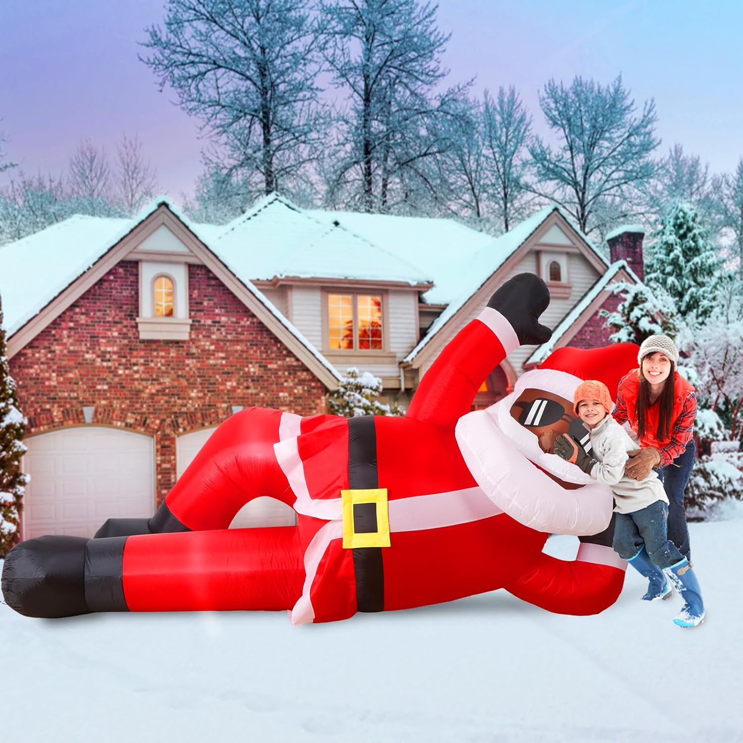 OurWarm 10FT Christmas Inflatables Outdoor Decorations, Giant Inflatable Black Santa Outdoor Inflatables, Christmas Blow Up Yard Decorations for Xmas Outside Lawn Yard Garden