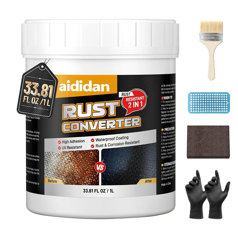 Conversor de Ferrugem e Primer para Metal aididan Preto à Base de Água ADD-RC-00, 1 L