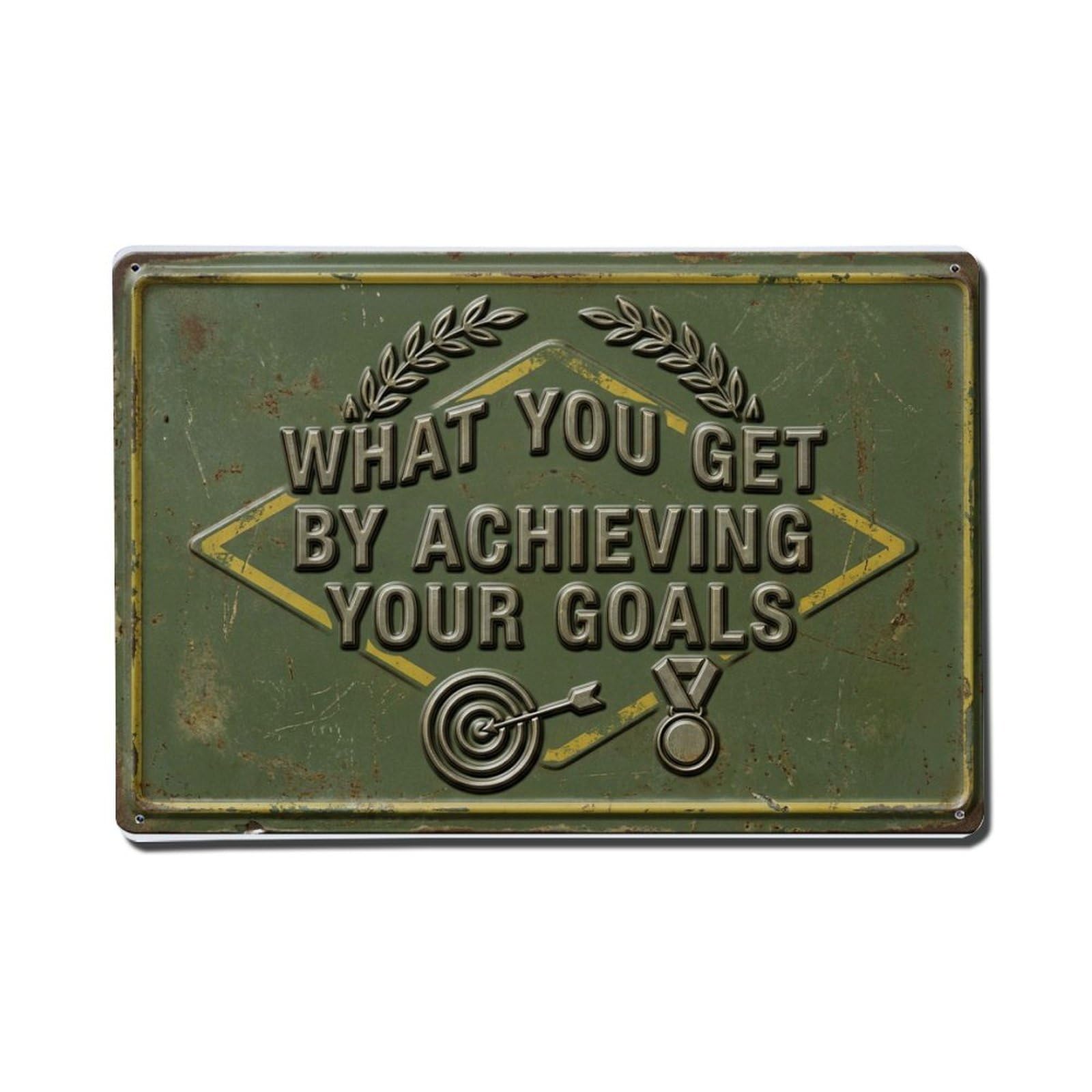 Achieve Goals Daily Boss Retro Motivational Slogans Vintage Metal Tin Sign Plaque Wall Decor for Cafe, Club, Garden Metal Poster 8x12Inch