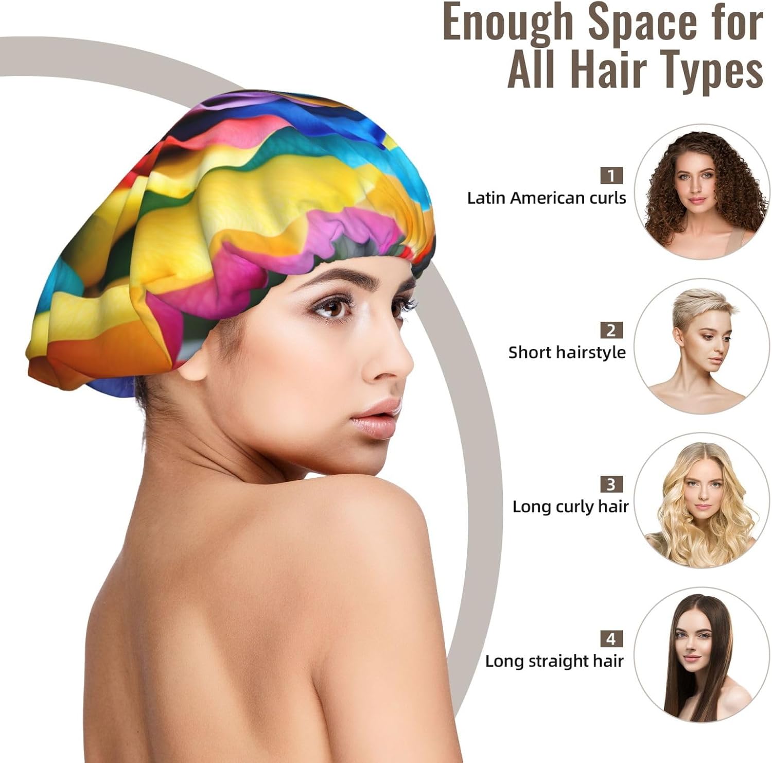 A Unique Rainbow Rose Adult’s Full-Print Satin Sleeping Cap - Bonnet for Sleeping Women & Men, Curly Hair Protection ﻿ image 3