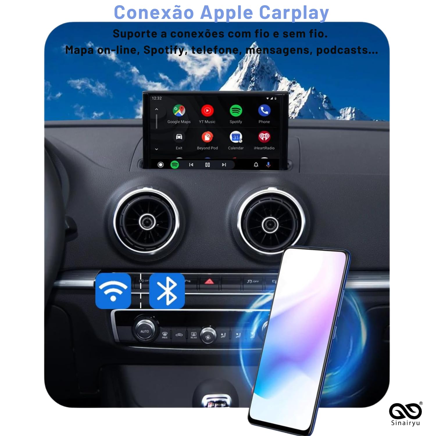 Módulo Carplay Android Auto Apple Interface Plug and Play Audi A3