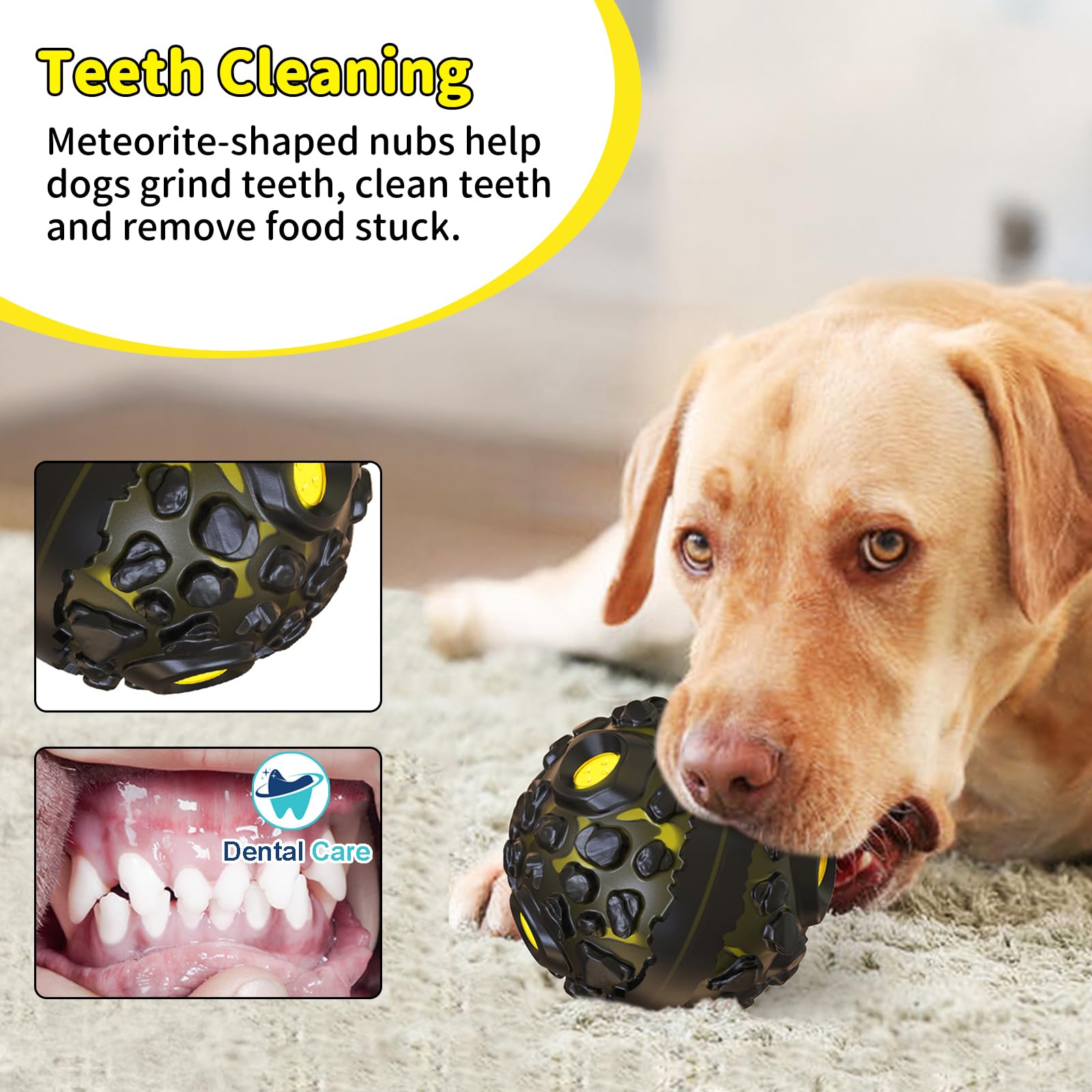 Balle pour chien pour mâcheurs agressifs – Jouet interactif pour chien avec son couineur amusant pour les garder occupés, durable pour les races de petite, moyenne et grande taille, jouets à