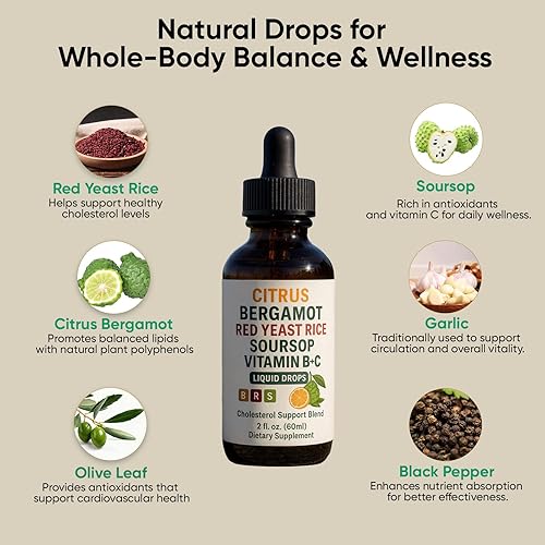 Miniatura 3 de Gotas líquidas de arroz de levadura roja y bergamota cítrica  Gotas de arroz de levadura roja RESONA, fórmula para reducir el colesterol con líquido