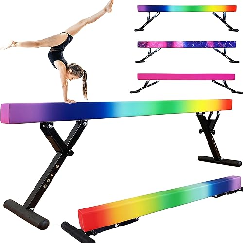 Miniatura 31 de Viga de equilibrio ajustable para niños, haz de gimnasia de 8 pies de todos los niveles de gimnasia, vigas de piso alto y bajo, altura ajustable