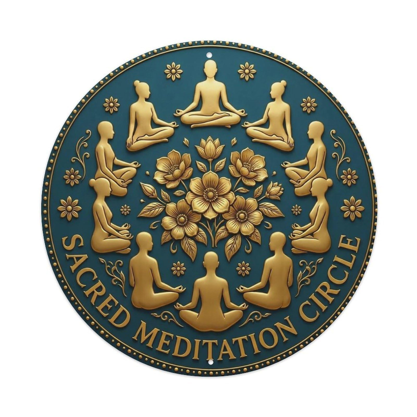 Vintage Sacred Meditation Circle Flower Zen Yoga Vintage Metal Tin Sign Plaque Wall Decor for Cafe, Club Bar, Office, Garden Metal Poster 8x8Inch
