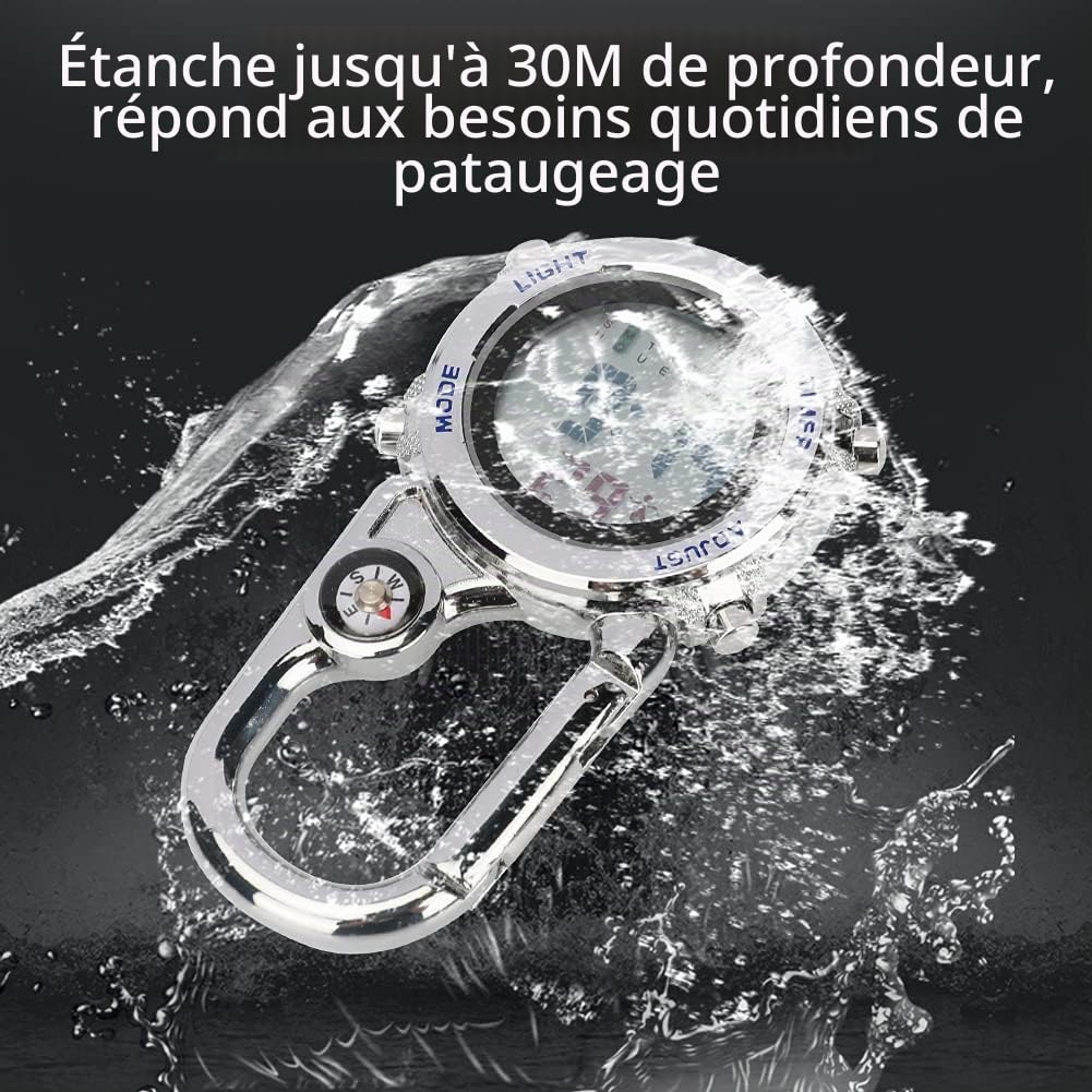 Montre à quartz numérique à clipser - Multifonctionnelle - Cadran lumineux - Boussole - Avec boussole - Pour médecins, infirmières, ambulanciers, chefs - Unisexe