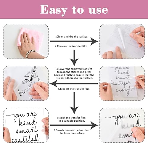 Miniatura 7 de Calcomanías de afirmaciones de espejo de baño, You are Kind Smart Beautiful Enough Calcomanías de vinilo, lindas calcomanías de espejo para
