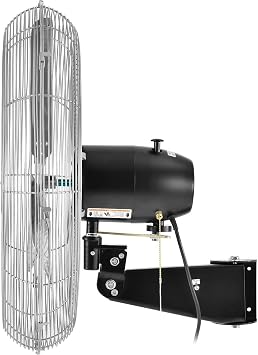 Global Industrial 24 Diameter Deluxe Oscillating Wall Mount Fan, 3 Speed | 8650 CFM at 1100 RPM, 1/2 HP, Fixed & Oscillating Head, 120V, For Indoor Use Only
