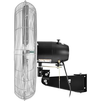 Global Industrial Deluxe Wall Mount Fan, 30 Diameter, Fixed and Oscillating Head, 3 Speed, 10,000 CFM at 1100 RPM, 1/2 HP, Tilting Head, For Indoor Use Only