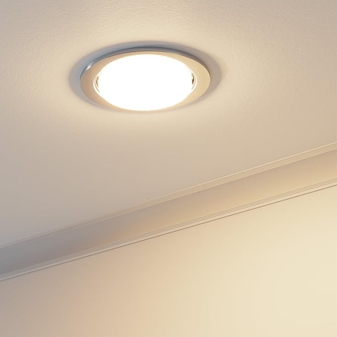 ledscom.de ledscom.de 10 stuks inbouwspot Zobe vlak chroom mat rond + LED lamp 541lm warm wit 3-staps dimmen zonder dimmer 107mm Ø bout cirkel 90mm Ø photo 3