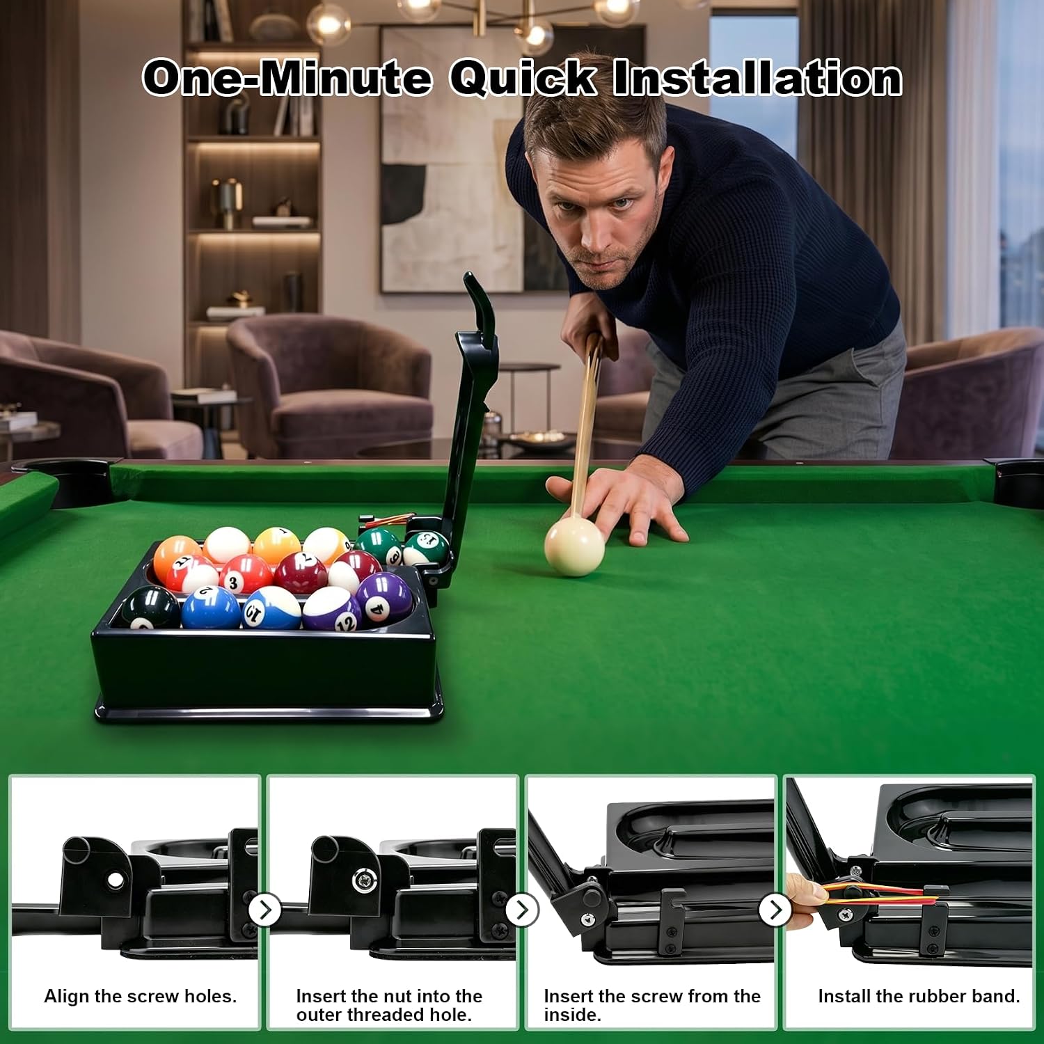 Billiards Training Rack Pro, Portable Billiards & Snooker Training Rack, Training Rack Pool Billiards, Pool Skills Trainer & Ball Launcher, Holds 15 Balls, One-Piece Abs Construction image 5