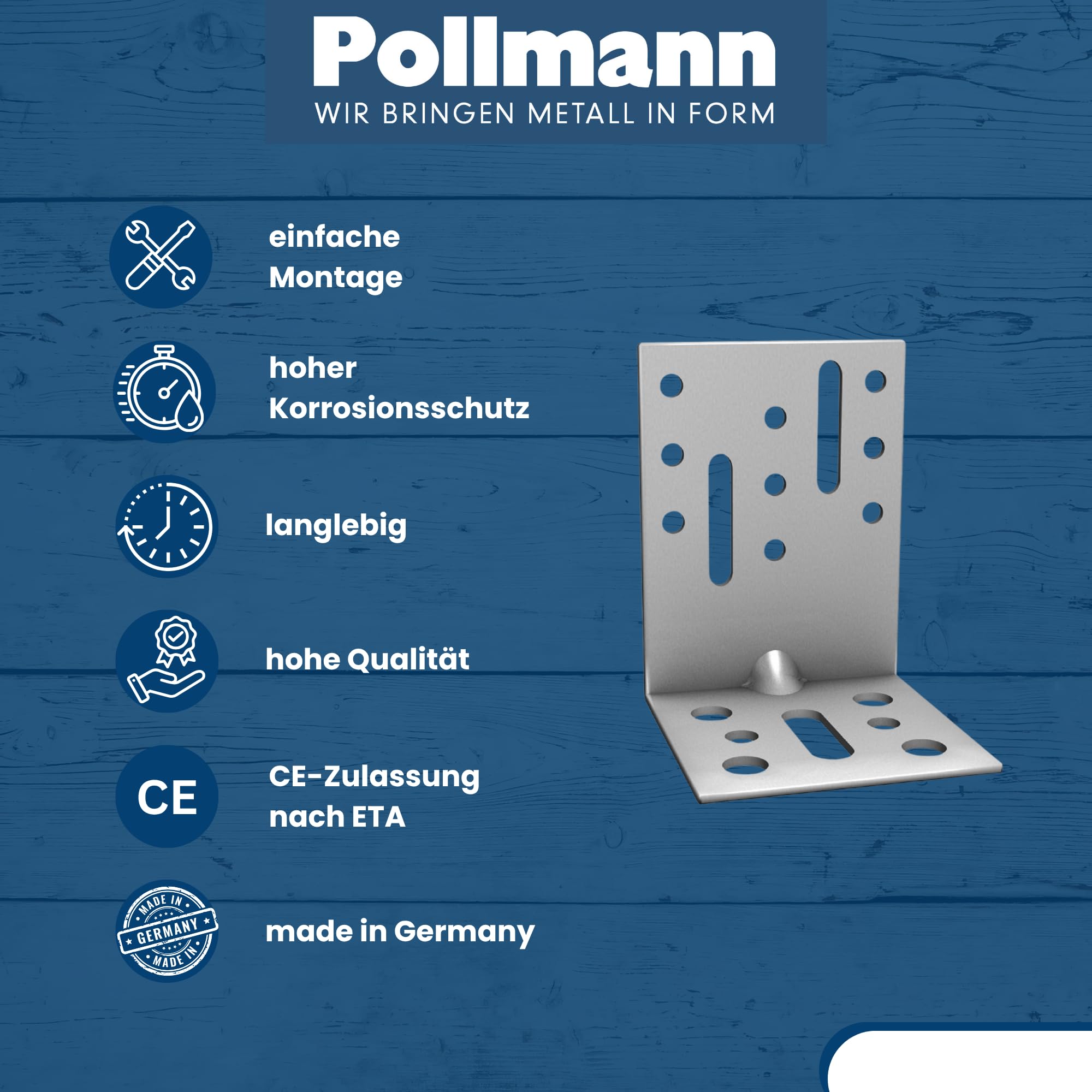 Pollmann®Baubeschläge 4757080 Montagewinkel MWF 80 x 60 x 60 x 2,5 mm 50 Stück