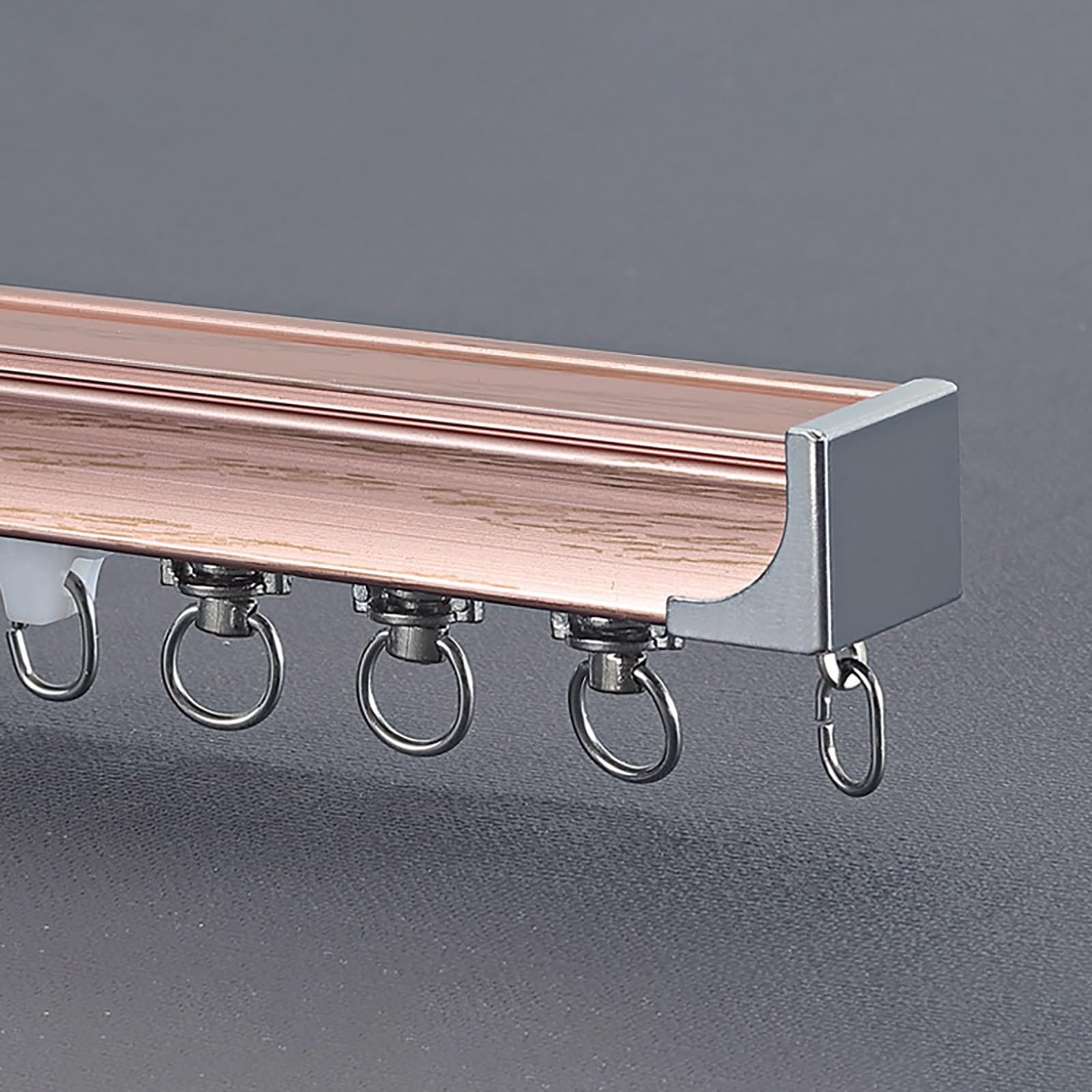 Aluminum Ceiling Curtain Track 1-4 Meter Heavy-Duty Double Curtain Track System Colorful Curtain Rails, Ceiling Or Wall Mount Curtain Track Rails Sliders Runners for Room Partitions(Purple gold,380cm(