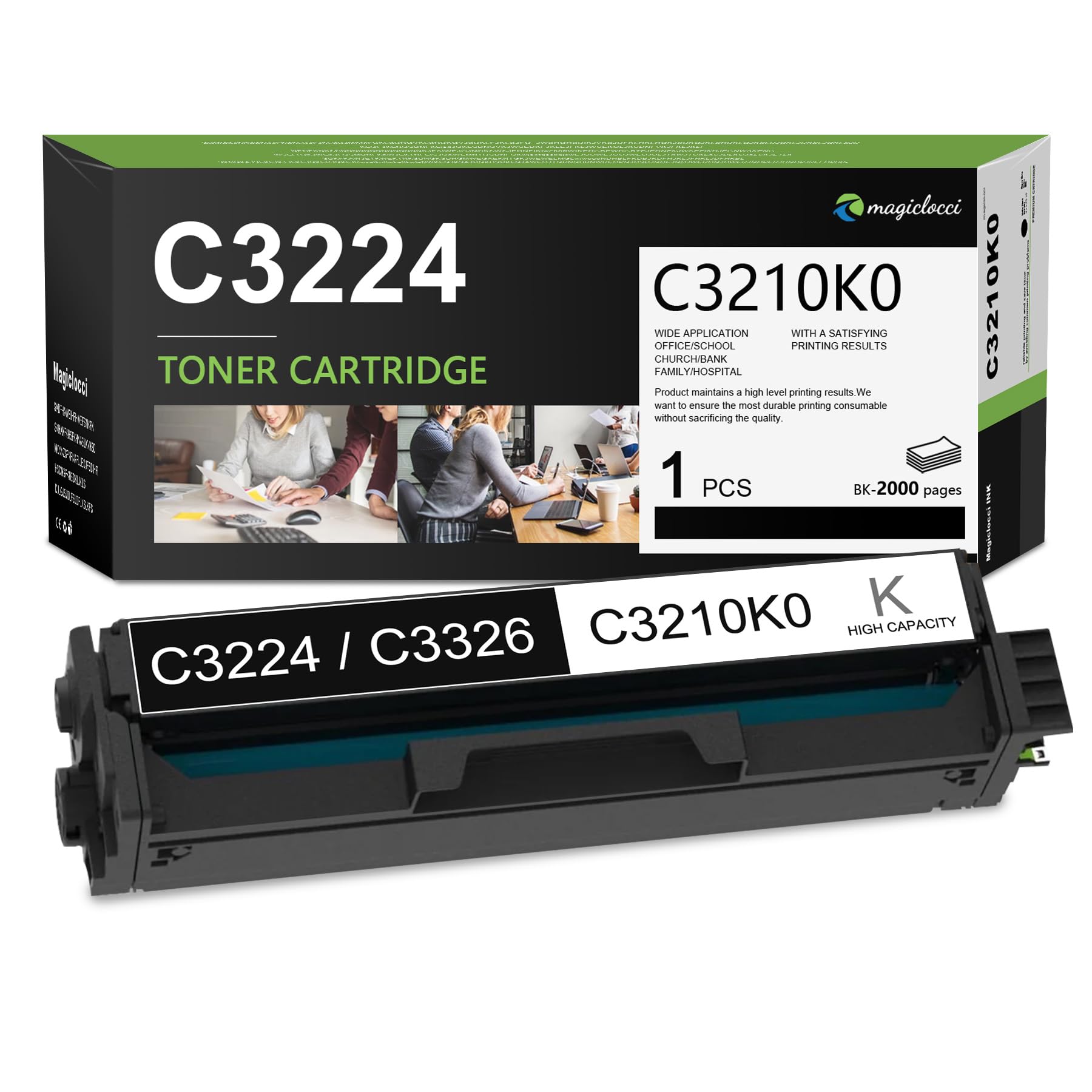 C3210K0 Black Toner Cartridge Compatible C3224 / C3326 Replacement for Lexmark C3210K0 Toner Cartridge with for C3224 C3326 C3426 MC3224 MC3326 MC3426