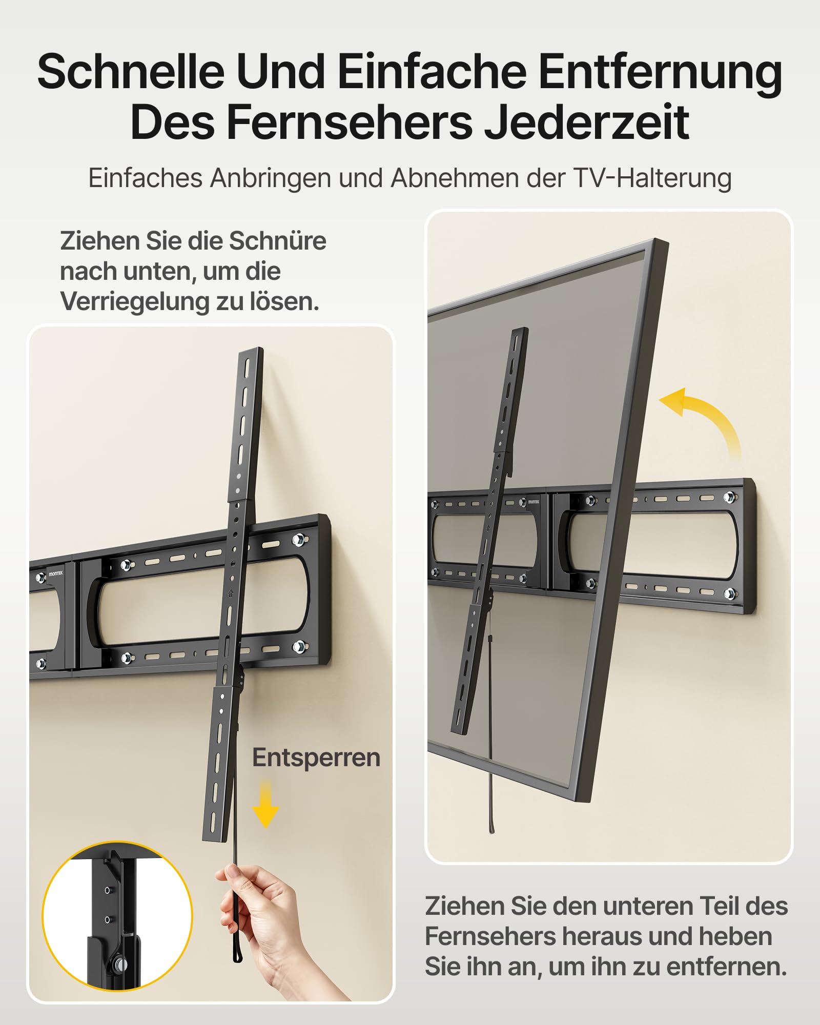 monTEK Heavy Duty Feste TV Wandhalterung 37-140 Zoll | Bis 136 kg Tragkraft, 32 mm ultraschlankes Profil, Passend für 406/450/600 mm Holzständer, Max. VESA 1200×800 mm