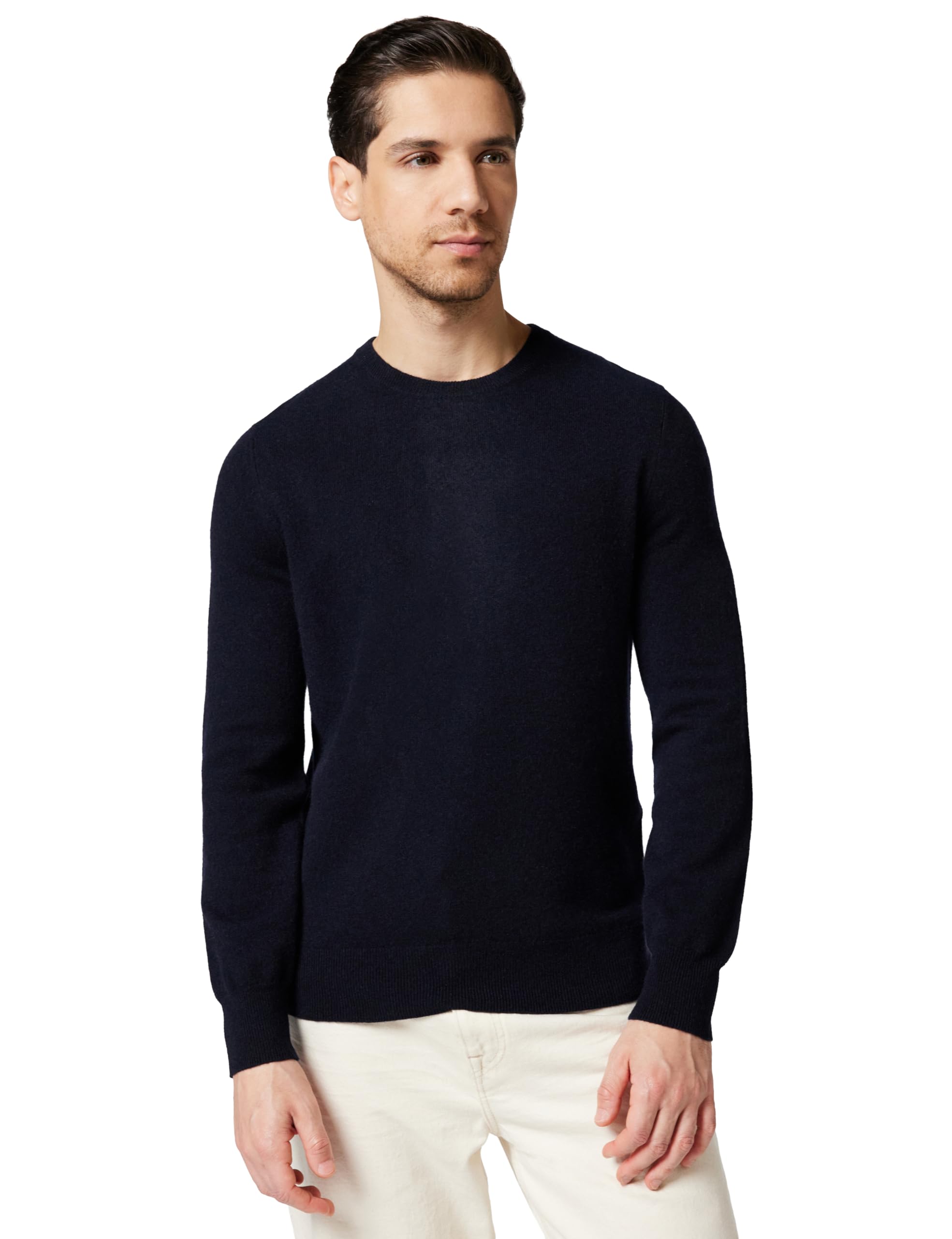 NAADAM Men's The Original Cashmere Crewneck Jumper Sweater, Navy, Medium